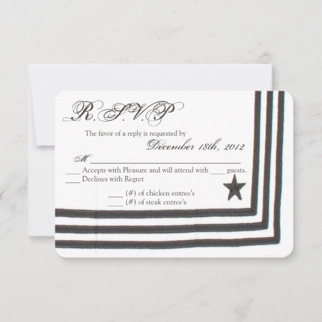 3x5 R.S.V.P. Reply Card Navy Summer Dress Whites (Front)