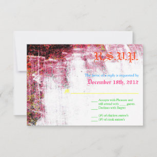 3x5 R.S.V.P. Reply Card Neon Grunge Scratch Colour