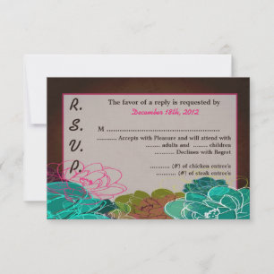 3x5 R.S.V.P. Reply Card Neon Spring Floral Flower