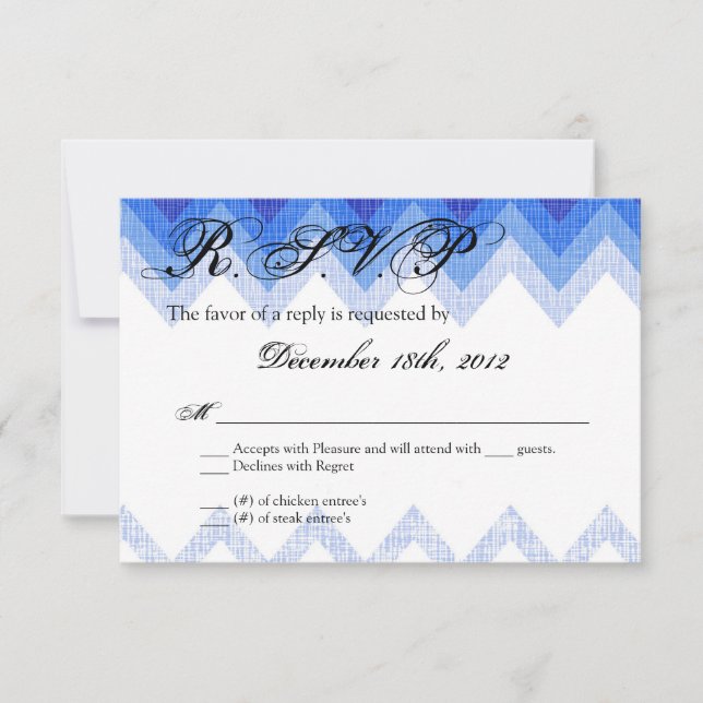 3x5 R.S.V.P. Reply Card Ombre Chevron Blue (Front)