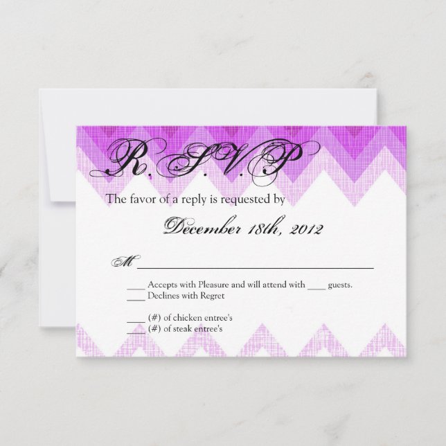 3x5 R.S.V.P. Reply Card Ombre Chevron Purple (Front)
