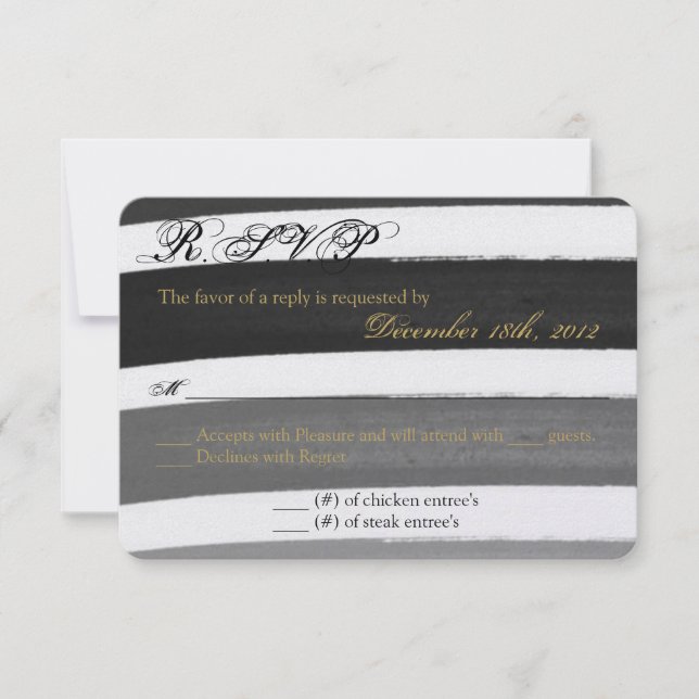 3x5 R.S.V.P. Reply Card Ombre Stripe Black Line (Front)