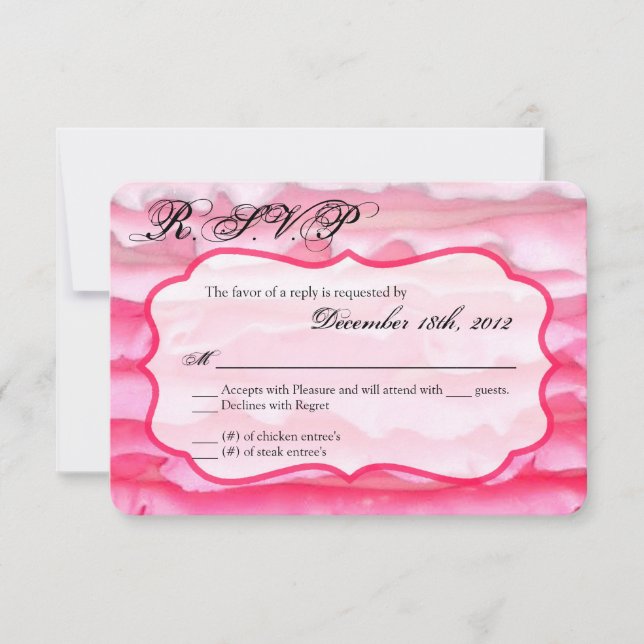 3x5 R.S.V.P. Reply Card Ombre Stripe Pink Frosting (Front)