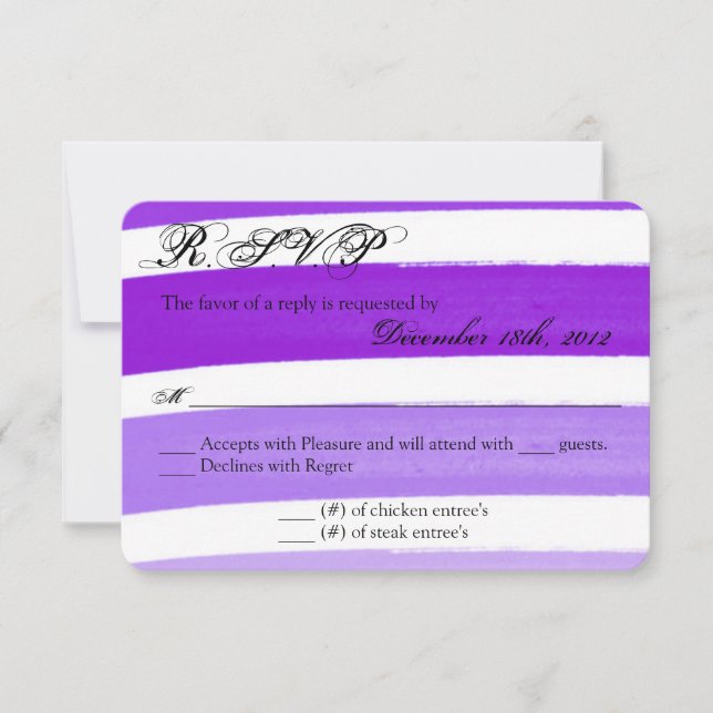 3x5 R.S.V.P. Reply Card Ombre Stripe Purple Line (Front)