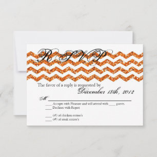 3x5 R.S.V.P. Reply Card Oran Glitter Chevron Strip