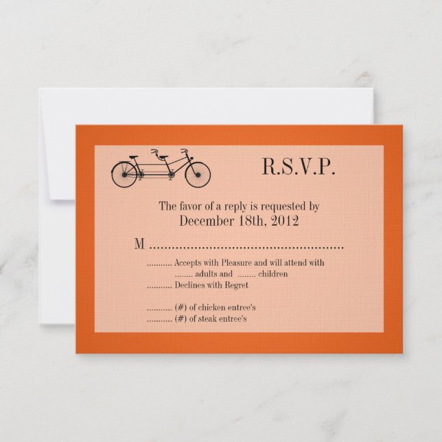 3x5 R.S.V.P. Reply Card Orange Double Bike (Front)