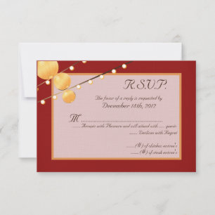 3x5 R.S.V.P. Reply Card Paper Lanterns on Red