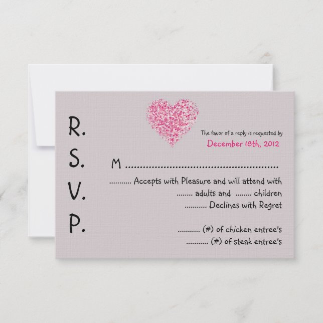 3x5 R.S.V.P. Reply Card Pink Floral Petals Flower (Front)