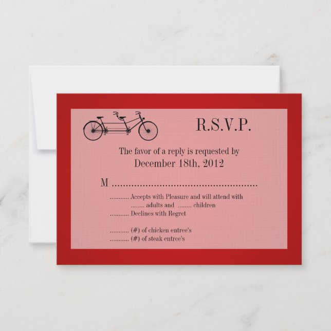 3x5 R.S.V.P. Reply Card Red Double Bike (Front)