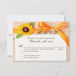 3x5 R.S.V.P. Reply Card Rustic Sunflower Country