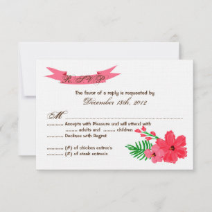 3x5 R.S.V.P. Reply Card Spring Hibiscus Flower