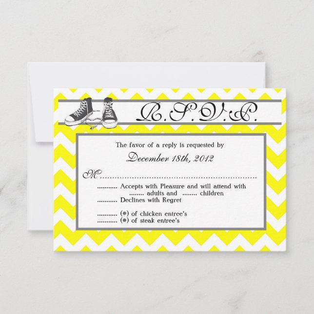 3x5 R.S.V.P. Reply Card Teenage Sneakers Chevron (Front)