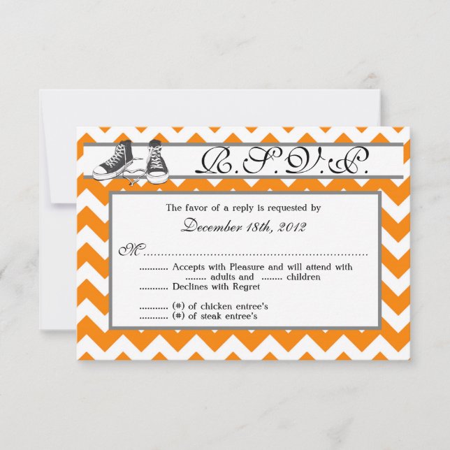3x5 R.S.V.P. Reply Card Teenage Sneakers Chevron (Front)