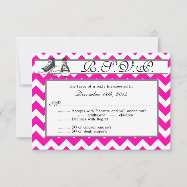 3x5 R.S.V.P. Reply Card Teenage Sneakers Chevron (Front)