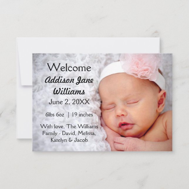 3x5 Simple Chic Newborn Announcement (Front)
