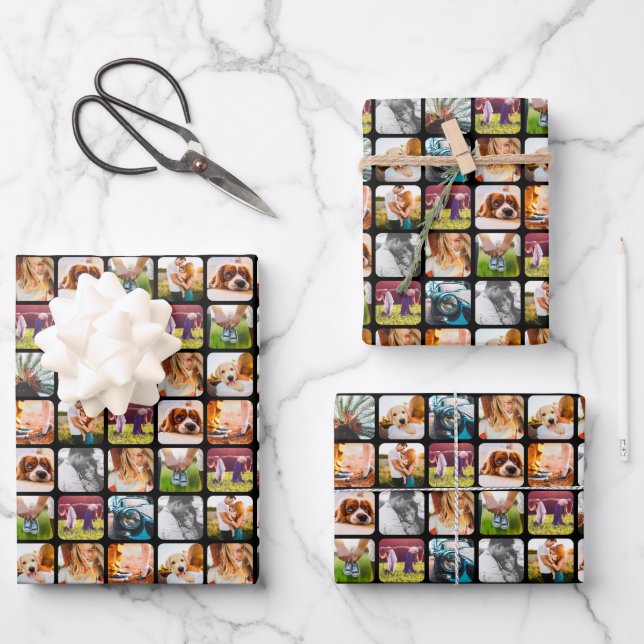 3x Sheets 10 Photo Template Rounded Wrapping Paper (Front)