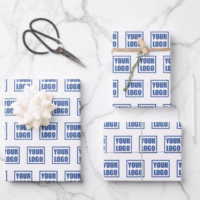  3x Sheets Business Logo Wrapping Paper (Front)
