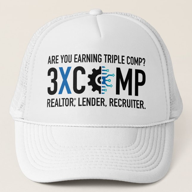 3XCOMP Trucker Hat - White (Front)