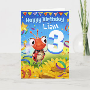 3yrs Custom birthday card Little Ladybug range