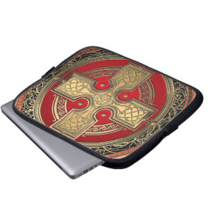 [400] Ancient Celtic Sacred Gold Knot Cross Laptop Sleeve