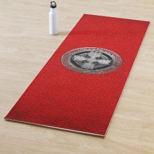 [400] Ancient Celtic Sacred Silver Knot Cross Yoga Mat