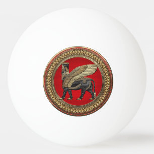 [400] Assyrian Winged Bull: Gold and Black Lamassu Ping Pong Ball