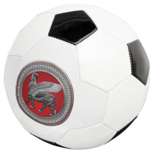 [400] Assyrian Winged Bull: Silver & Black Lamassu Football