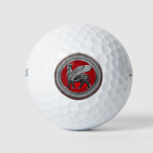 [400] Assyrian Winged Bull: Silver & Black Lamassu Golf Balls