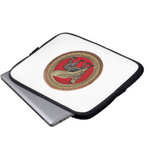 [400] Assyrian Winged Lion: Gold & Black Lamassu Laptop Sleeve