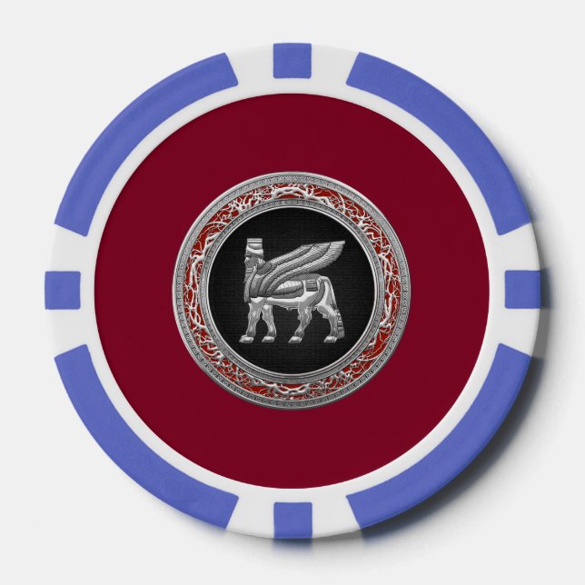 [400] Babylonian Winged Bull [Silver] [3D] Poker Chips (Front)