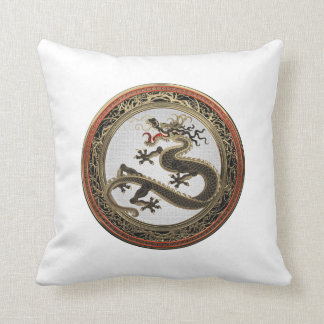 [400] Black and Gold Sacred Eastern Dragon Cushion
