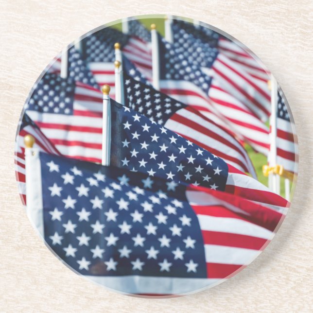 400 flags waving proudly in a field coaster (Front)