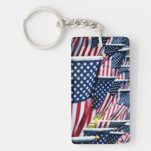 400 flags waving proudly in a field key ring