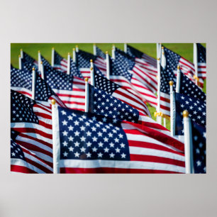 400 flags waving proudly in a field poster