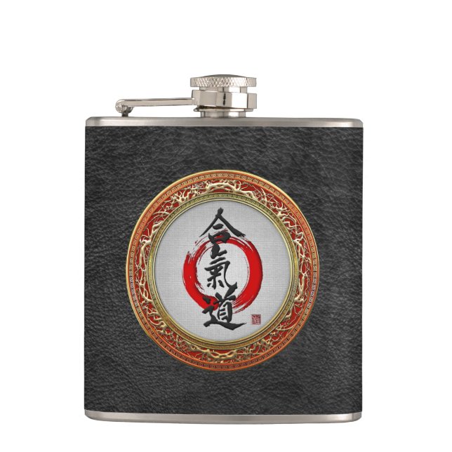 [400] Japanese calligraphy - Aikido Hip Flask (Front)