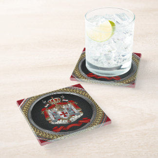 [400] Knights Templar Coat of Arms Glass Coaster