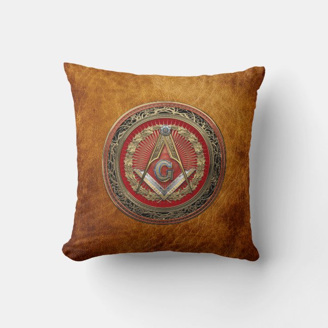 [400] Master Mason - Gold Square & Compasses Cushion (Front)