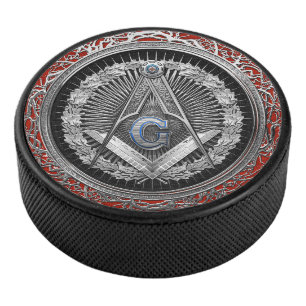 [400] Master Mason - Silver Square & Compasses Hockey Puck