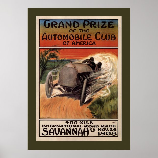 400 Mile International Road Race Savannah GA 1908 Poster (Front)