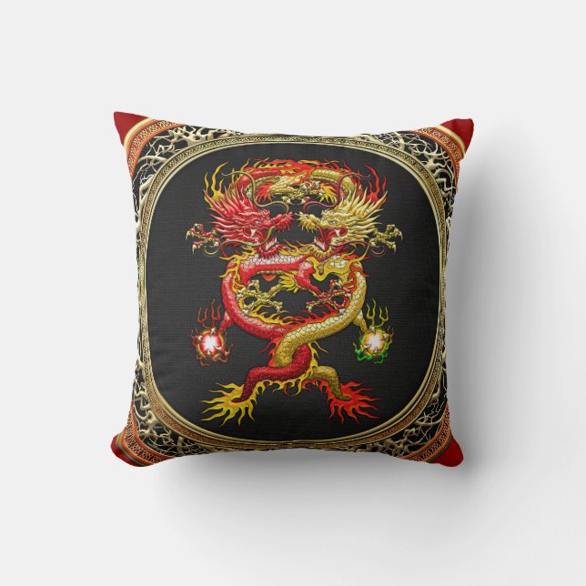 [400] Red and Yellow Dragons Cushion (Front)