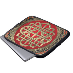 [400] Sacred Celtic Gold Knot Cross Laptop Sleeve