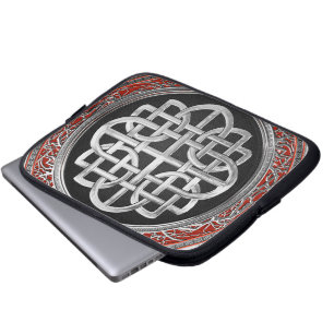 [400] Sacred Celtic Silver Knot Cross Laptop Sleeve