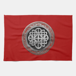 [400] Sacred Celtic Silver Knot Cross Tea Towel
