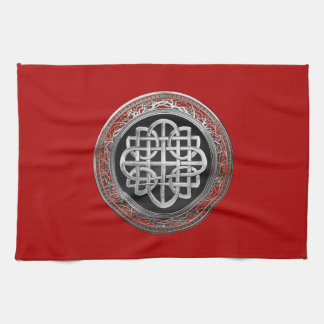 [400] Sacred Celtic Silver Knot Cross Tea Towel