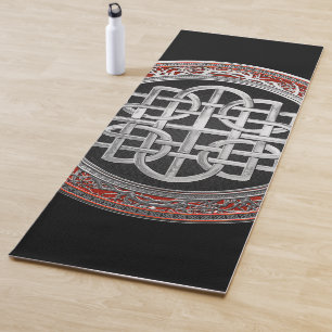 [400] Sacred Celtic Silver Knot Cross Yoga Mat