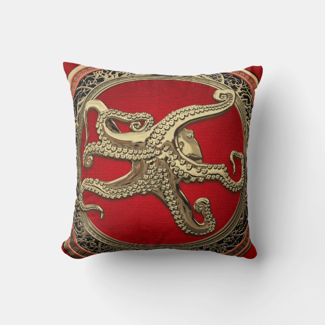 [400] Sacred Gold Octopus in Defensive Posture Cushion (Front)