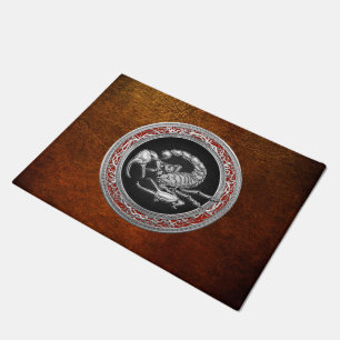 [400] Sacred Silver Scorpion on Black Doormat