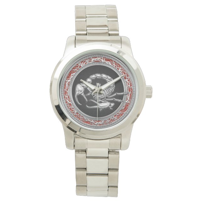 [400] Sacred Silver Scorpion on Black Watch (Front)