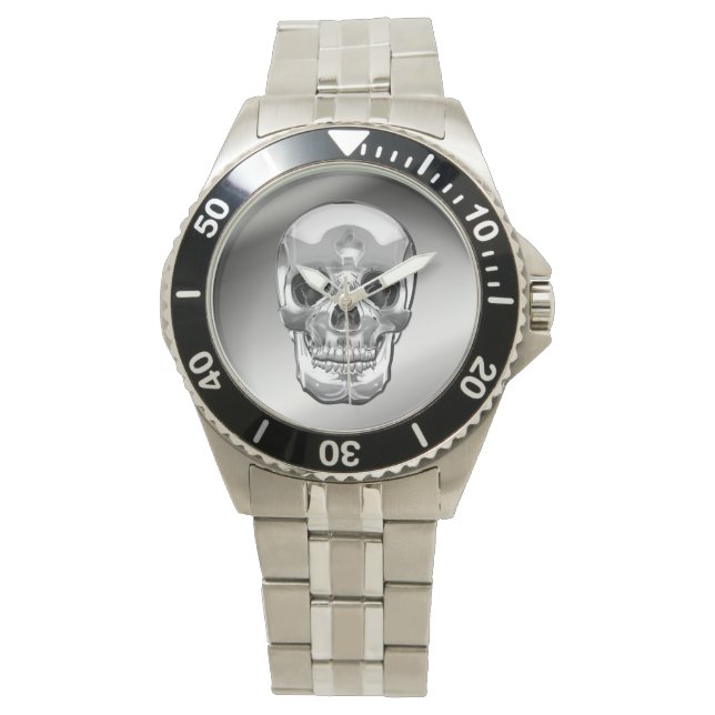 [400] Silver Human Skull Watch (Front)