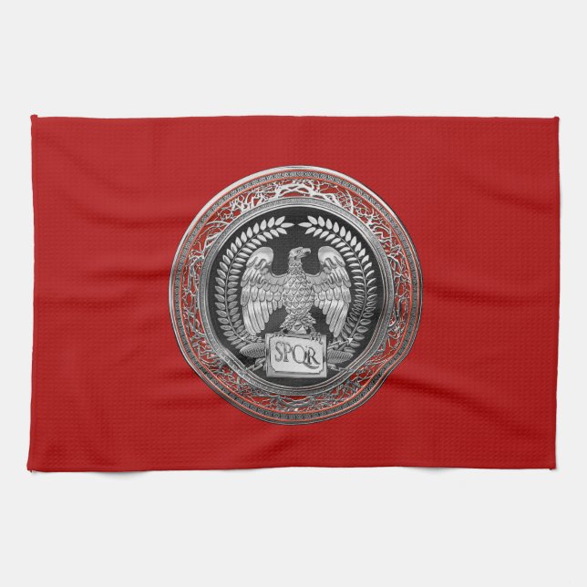 [400] Silver Roman Imperial Eagle Tea Towel (Horizontal)
